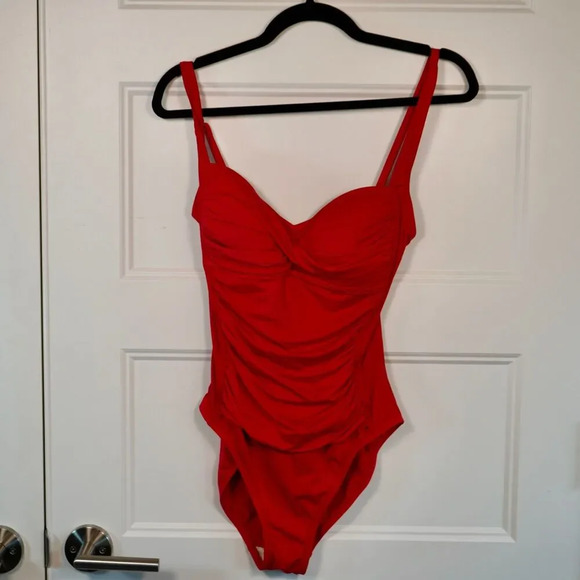 La Blanca Red One Piece Swimwear w/ Tummy Control Sz. 8 - Picture 1 of 6